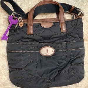 Black Quilted Fossil “Key per” Crossbody